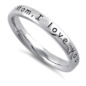 Sterling Silver "Mom, I love you with all my heart" Ring New